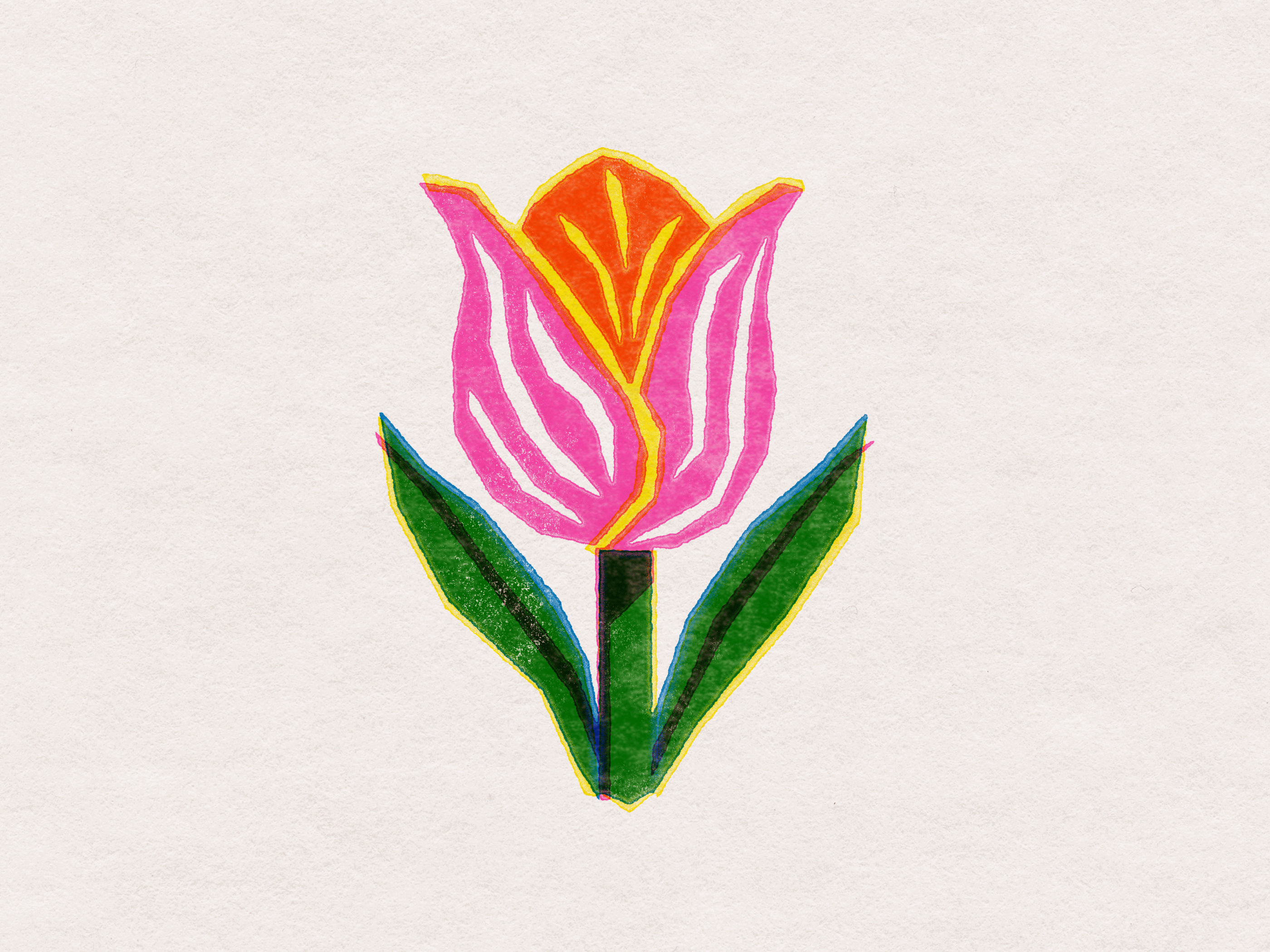 illo-moji: tulip 🌷 cmyk colorful design emoji flower fun illustration illustrator ink inky print riso simple spring texture tulip tulip emoji