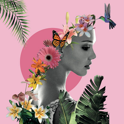 Flower head collage graphic design illustrator photoshop