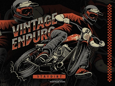 Vintage Enduro extremesport handdrawn illustration motorbikes motorcycles sport trailvintage tshirt design vintage vintage design vintagecar