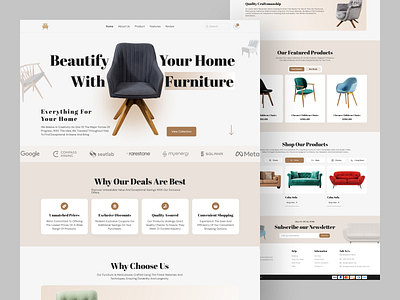 Furniture landing page design ❤️ e commerce landing page modern design ui ux