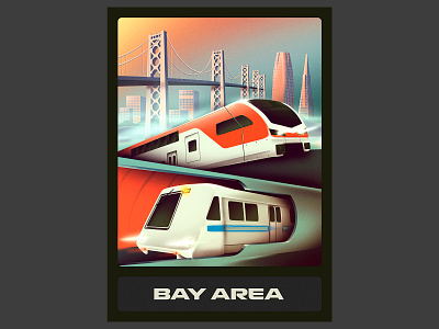 Metroboard - Bay Area Lenticular card bay area card illustration lenticular metro retro san francisco sci fi subway surreal texture train vintage