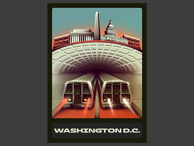 Washington D.C. - Metroboard Lenticular Card bladerunner card city collectible cyberpunk dc futurism landscape metro retro scifi subway surreal train usa washington