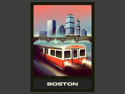 Boston - Metroboard Lenticular Card bladerunner boston city cyberpunk dream metro retro sci fi scifi station subway surreal train twilight zone vintage