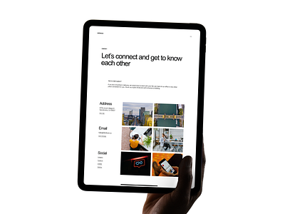 Contact page address contact email graphic design grid minimalism refer social ui web webdesign website