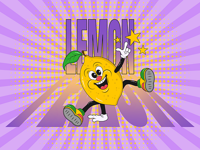 Lemon Mascot Character and Typography Perspective Shadow business cartoon cartoon mascot logo character dance food fruit groovy hip hop lemon lettering mascot mascot character modern perspective print retro mascot shadow trendy yellow