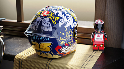 SomKiat Chantra 3d Helmet 3d 3d helmet 3d modeling artwork blender design graphic design honda illustration moto2 motogp motor pattaya thailand