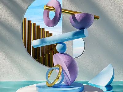 3D Primitives Composition 3d 3d art cinema4d composition graphic design illustration primitives redshift