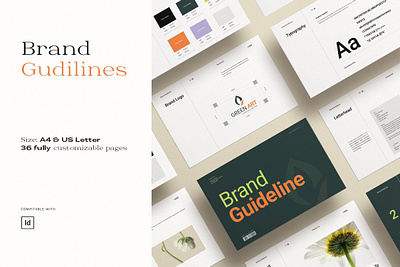 Brand Identity Guidelines Brochure Design Layout a4 us letter size template guideline template indesign template landscape template