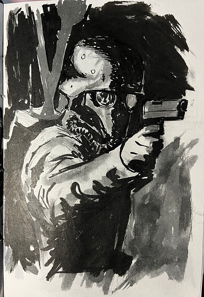 Soldier quick sketch sketch ink drawing