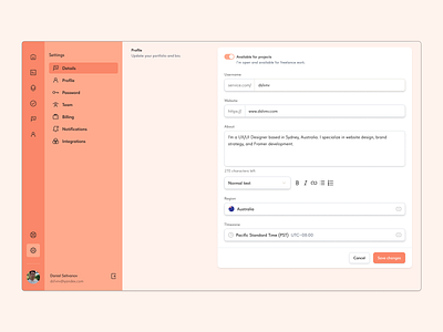 #DailyUI 007 // Settings dashboard orange saas settings tilda ui untitled ui web design