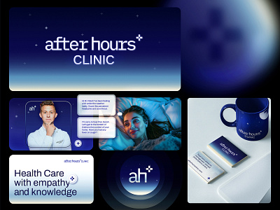 After hours + Clinic art direction branding carlos cusguen healthcare branding healthcare logo design medical brand development shades of blue