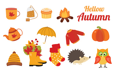 Vector Illustration of cozy elements for Autumn