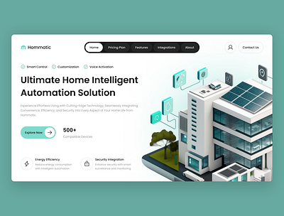 Hommatic – Home Automation System Hero Section customizable template figma design figma template hero section design home automation home design home technology modern webdesign responsive webdesign smart home automation smart home system tech innovation ui inspiration ui showcase ui template ui trends ux design uxui design