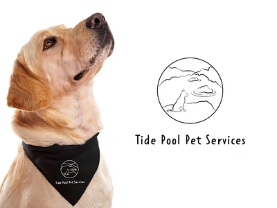 Tide Pool Pet Services | Logo Design bandana branding dog sitting graphic design illustration labrador line art logo design minimal obedience ocean pet care pet services professional retriever swim tide pool training vector veterinarian