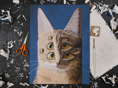 Eli, studio cat cats collage dribbble eye eyes paper scissors studio