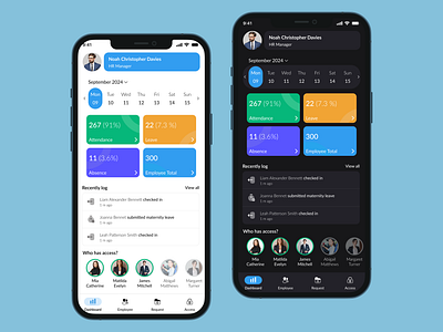 Mobile UI for Attendance Tracking and HR Core app branding design typography ui ux