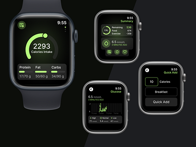 NutriTrack ・Track your health apple watch calorie tracker fitness food logging health app health monitoring healthy lifestyle minimal nutrition sugar tracker ui ui design watch os water intake wellness app