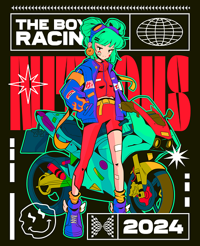 THE BOYS RACING anime design illustration poster typography