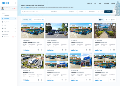 Net Lease Properties - Live Listings Dashboard cleanui dashboarddesign designsystem interactiondesign notifications productdesign propertymanagement realestate realestatedashboard responsivedesign uidesign userinterface uxdesign webappdesign