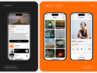 Mobile & Web App UI/UX – AI Assistant for Health & Fitness ai ai fitness assistance android animation exercise player fitness app healthcare ios music player online fitness app tracker training ui design uiux design ux design virtual coach web app wellness workout