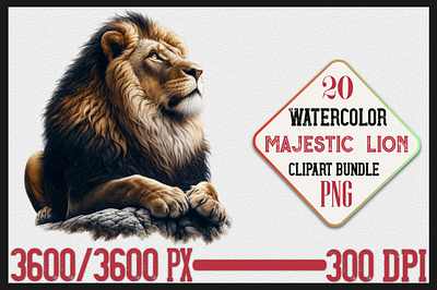 Watercolor Majestic Lion Clipart Bundle scrapbooking