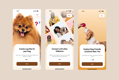 PAWrents Onboarding app dog app mobile app onboarding screens ui user interface