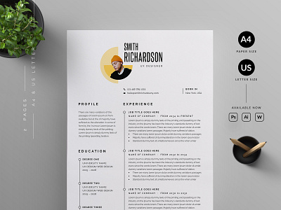 Resume/CV cover letter cv template design illustration professional resume ui us letter vector word