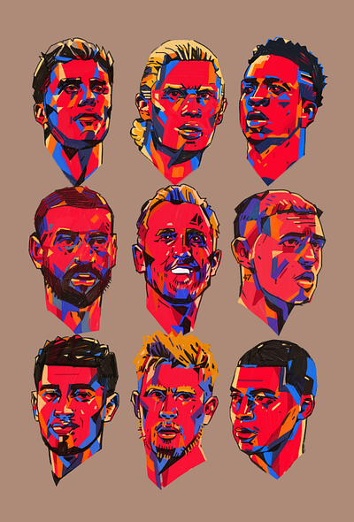 Top 9 - Football Stars - Portraits character digital art football football illustrated illustrated portraits illustration illustrator people pop art pop art portraits portrait portrait illustration portraits soccer soccer art sport illustrations