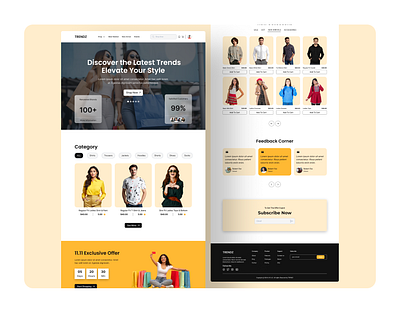 TRENDZ || E-Commerce Landing Page Exploration app application design e commerce website e shop ecommerce website ecommerce website design landing page market place online shop shop shopping shopping cart store ui uiux design ux web web design website