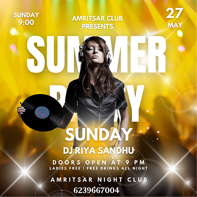 Beat Drop Sundays: DJ Riya Sandhu Live(Flyer Design) canva dj flyer graphic design party