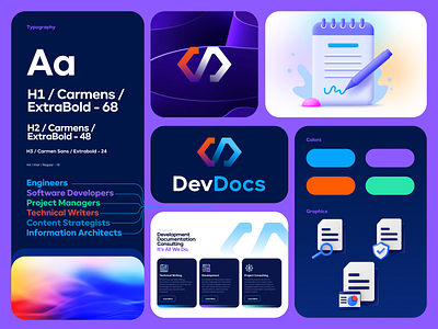 Devdocs branding, visual identity and corporate brand design agency brand agency brand and identity brand designer brand identity brand logotype branding branding and identity corporate identity figma identity design logo logo design logo designer logodesign minimal modern technical writing visual identity