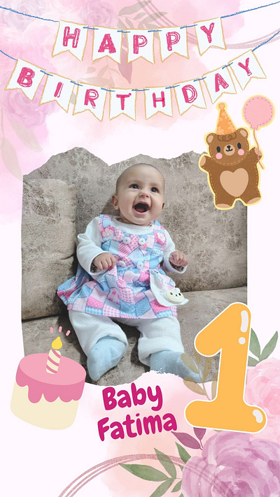 Celebratory Announcement for 1 year old. graphic design instagram post