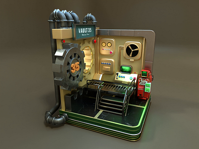 3D Fallout 4 isometric Escape room Concept 3d 3dart 3dmodeling art blender fallout graphic design isometric pc unity