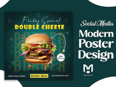 Burger Social Media Post burger double cheese flat design flyer design food menu food social media post food style foodporn post design restaurant social media design social media design social media post sopcial media poster