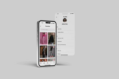 Fashion App UI - Favourites & User Profile app design branding clothing brand design e commerce fashion fashion app fashion inspiration fashion trends favourite logo minimal design mobile ui seamless experience simple design tracking ui ui design user profile