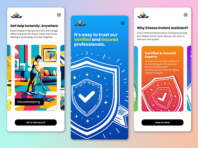 Instant Assistant Design - Mobile UI Mockup art brand brand design branding design graphic design illustration logo mobile design mobile ui ui ui design vector
