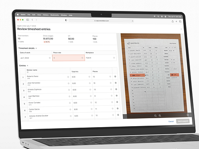 Paper Timesheet Reader product ui web