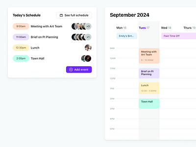 Schedule and Calendar agenda calendar calendar view event event invitation events organization productivity reminder schedule ui ux