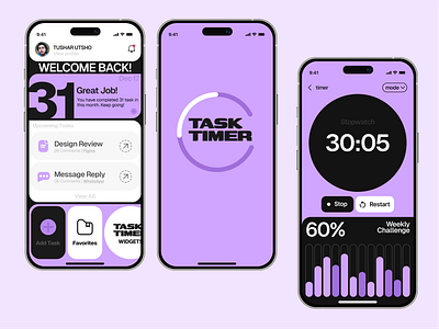 UX/UI Design - TASK TIMER Mobile App agency android app branding design development figma ios mobile product project management saas task team ui ux