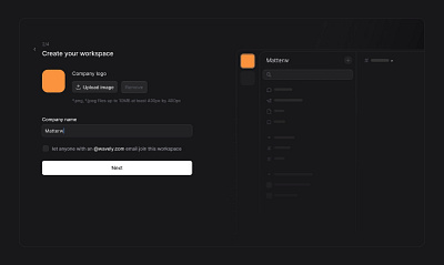 Onboarding Flow - create workspace abstract ui figma flow form get started gradients minimal onboarding product design saas setup sign up skeleton ui ui design web workspace