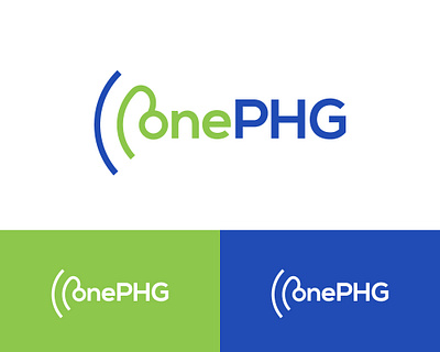 One PHG Logo audiology ear lettermark logo medical one sound wave wordmar