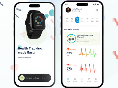 Lifesync designinspiration fitnessjourney fitnesstracker healthtech healthtracking mobileappdesign smartwatchdesign ui uidesign uiuxdesign uxdesign wearabletech