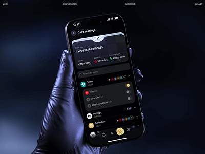 Casper Cards: Hardware Wallet Settings app design app ui banking mobile app blockchain app crypto app crypto exchange crypto payments cryptocurrency defi etherium finance financial app fintech mobile app memecoin mobile app mobile app design product design swap token web3 design
