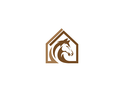 Horse House Logo animal construction contracting estate home horse house minimal properties real estate wood work