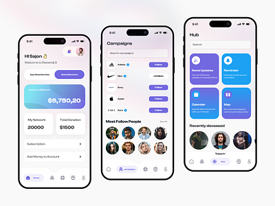 Rewards App | Campaigns | Charity App campaign app charity app charity mobile app figma design finance app homepage design mobile app design rewards app ui ux design