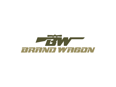 Brand Wagon Logo army brand bw fire gun lettermark logo stencil veteran