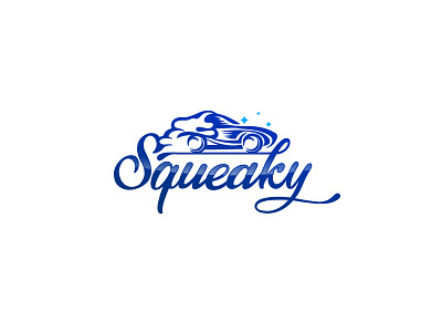 Squeaky auto automotive car car wash cleean detailing logo power wash sparkle squeaky