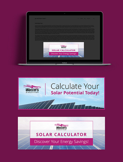 Watters Solar Calculator Banner Ads ads advertising banner brand branding calculator company corporate creative design digital graphic illustration layout online professional solar