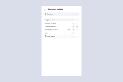 Shortcuts List product design research ui ux web app