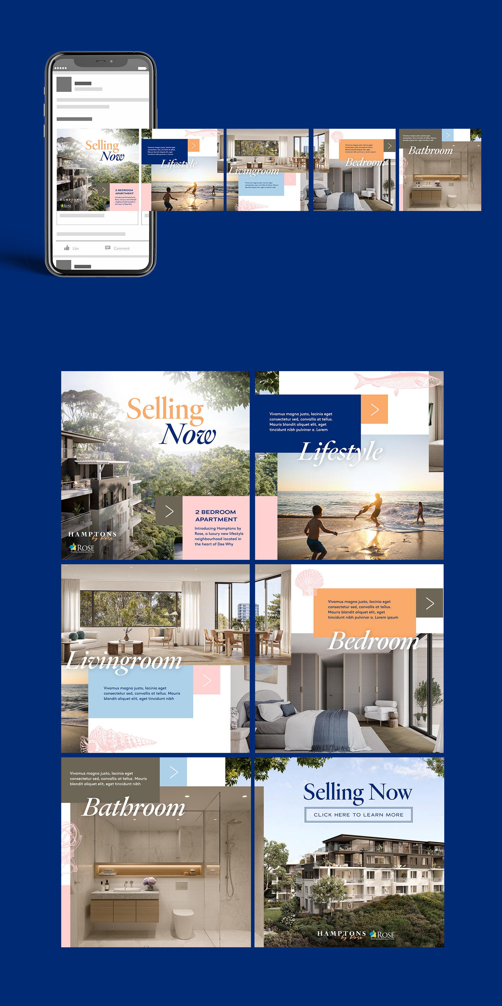 Hamptons by Rose Carousel Ads ads advertising banner brand branding carousel company corporate design digital facebook graphic graphic design instagram layout media online realestate social